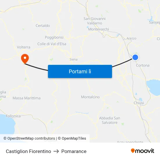 Castiglion Fiorentino to Pomarance map