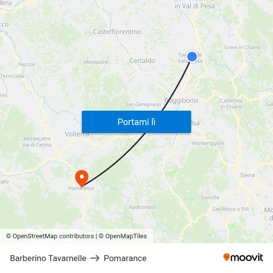 Barberino Tavarnelle to Pomarance map