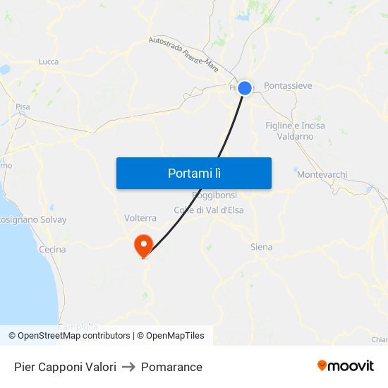 Pier Capponi Valori to Pomarance map