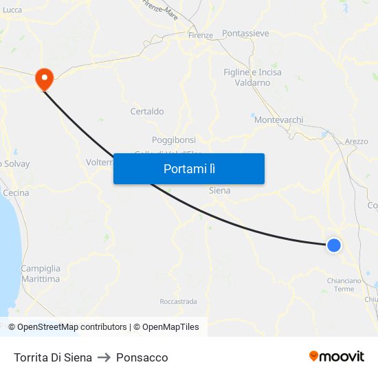 Torrita Di Siena to Ponsacco map