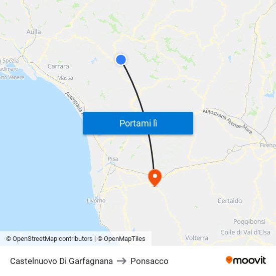 Castelnuovo Di Garfagnana to Ponsacco map