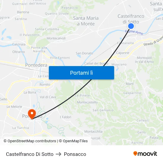 Castelfranco Di Sotto to Ponsacco map