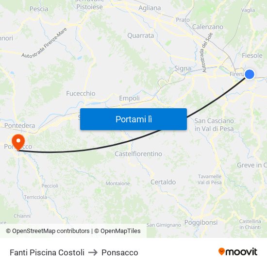 Fanti  Piscina Costoli to Ponsacco map