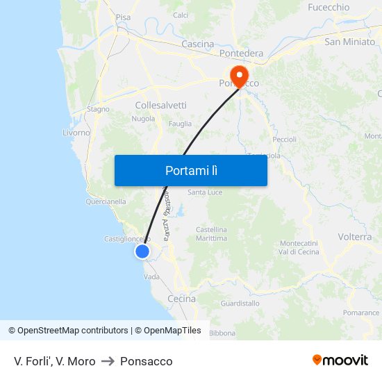 V. Forli',  V. Moro to Ponsacco map