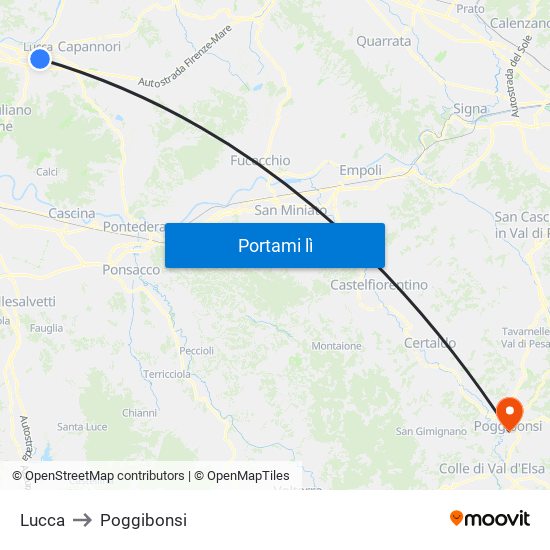 Lucca to Poggibonsi map