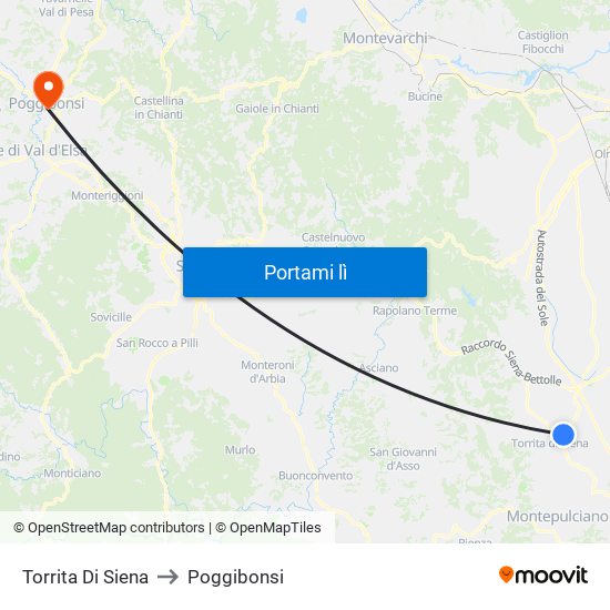Torrita Di Siena to Poggibonsi map