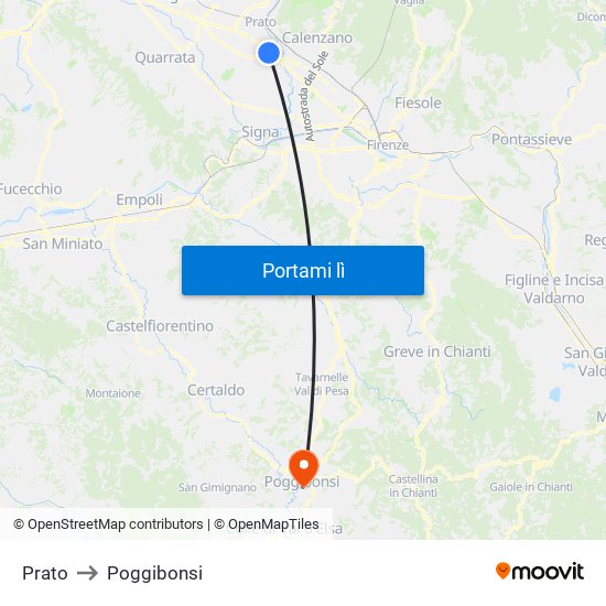 Prato to Poggibonsi map