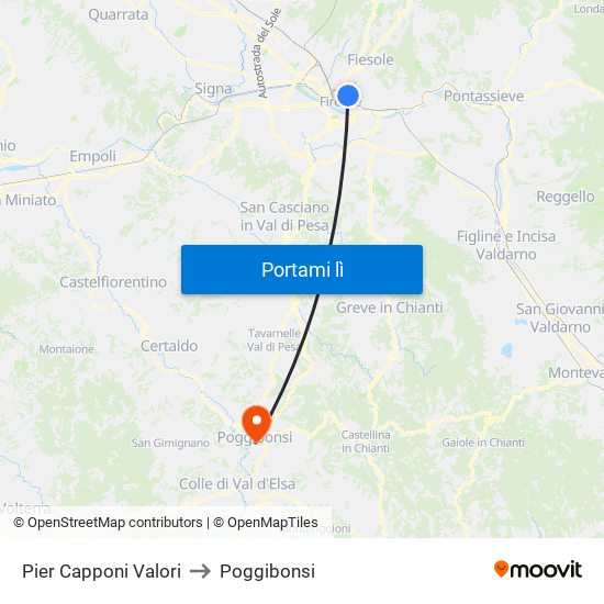 Pier Capponi Valori to Poggibonsi map