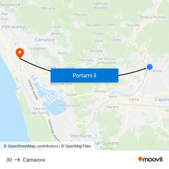 30 to Camaiore map