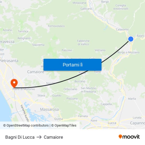 Bagni Di Lucca to Camaiore map