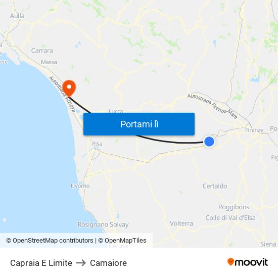 Capraia E Limite to Camaiore map
