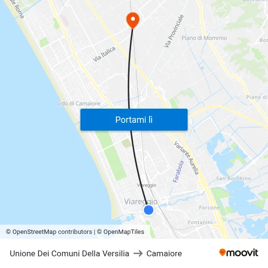 Unione Dei Comuni Della Versilia to Camaiore map