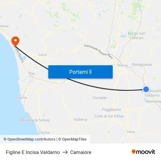 Figline E Incisa Valdarno to Camaiore map