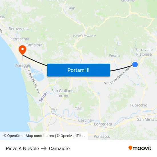 Pieve A Nievole to Camaiore map