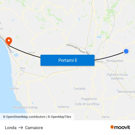 Londa to Camaiore map