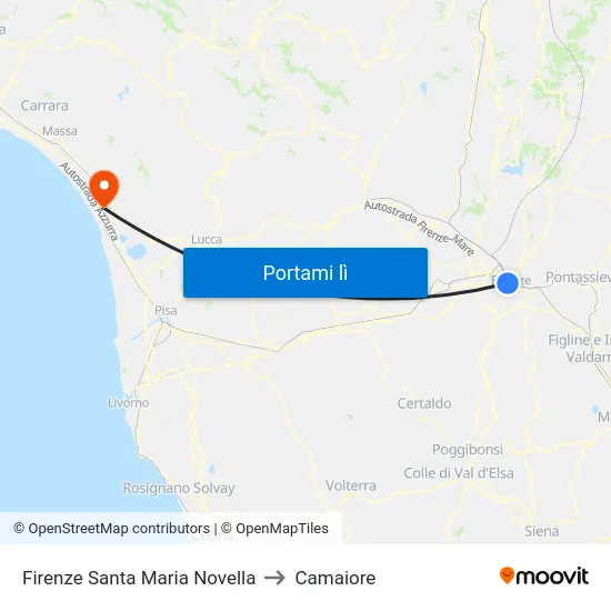 Firenze Santa Maria Novella to Camaiore map