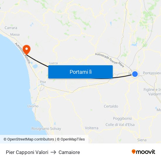Pier Capponi Valori to Camaiore map