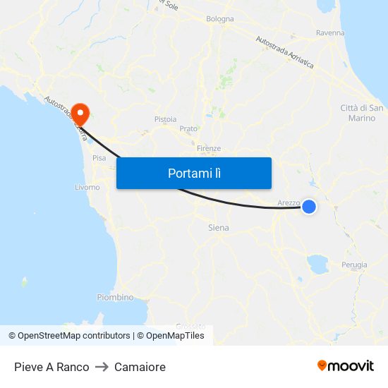 Pieve A Ranco to Camaiore map