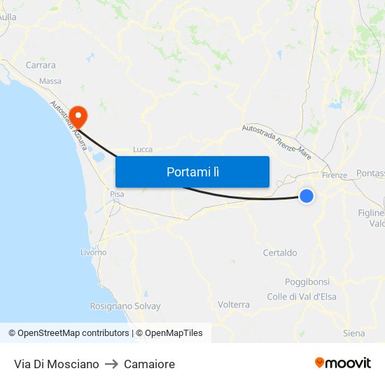 Via Di Mosciano to Camaiore map