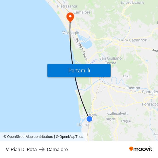 V. Pian Di Rota to Camaiore map