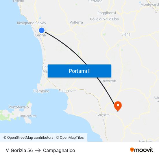 V. Gorizia 56 to Campagnatico map