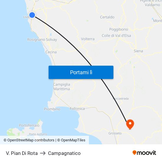 V. Pian Di Rota to Campagnatico map
