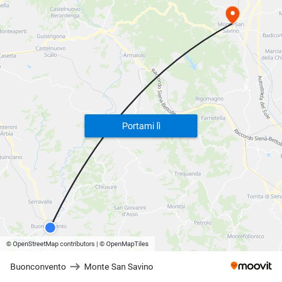 Buonconvento to Monte San Savino map