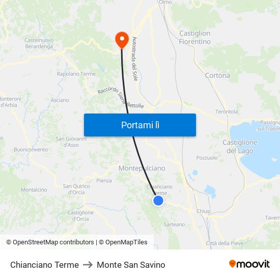 Chianciano Terme to Monte San Savino map