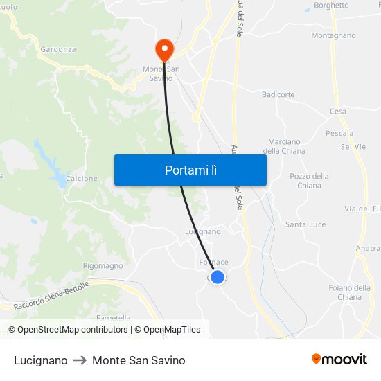 Lucignano to Monte San Savino map