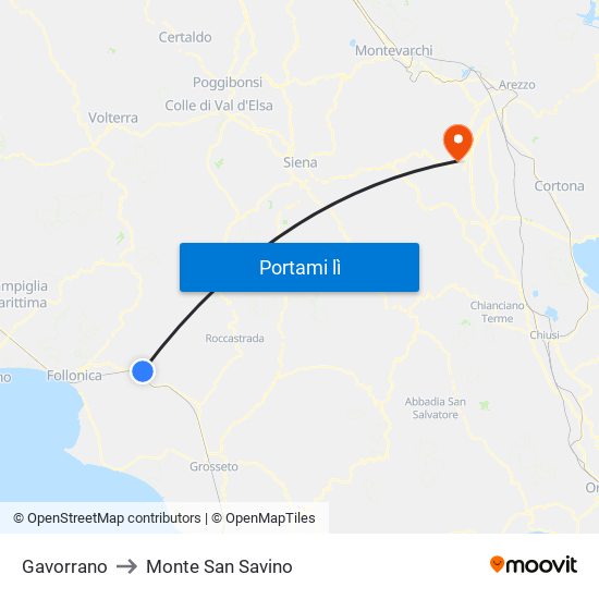 Gavorrano to Monte San Savino map