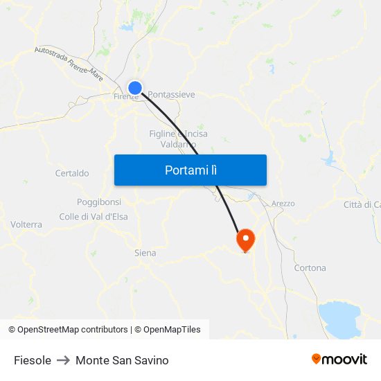 Fiesole to Monte San Savino map