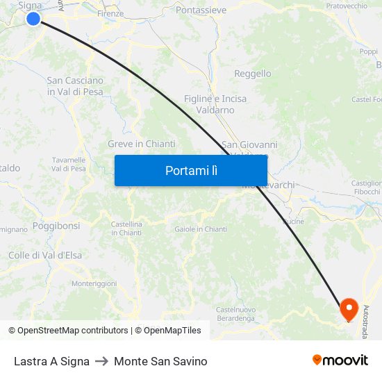 Lastra A Signa to Monte San Savino map