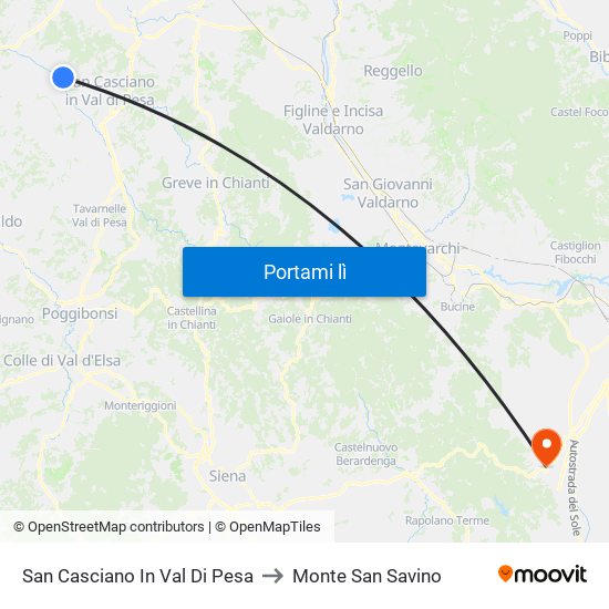 San Casciano In Val Di Pesa to Monte San Savino map