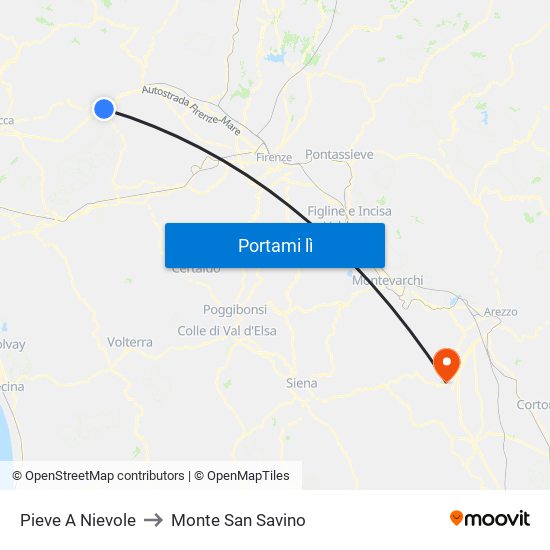 Pieve A Nievole to Monte San Savino map