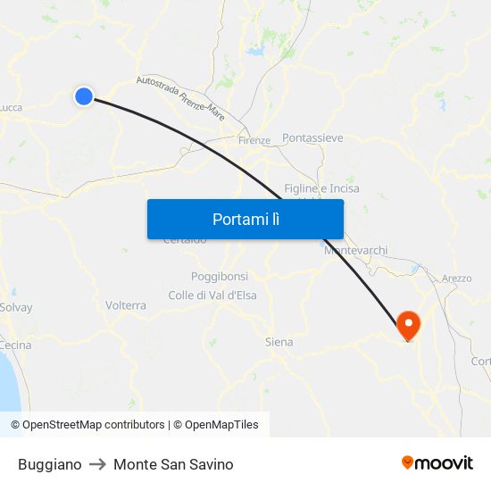 Buggiano to Monte San Savino map