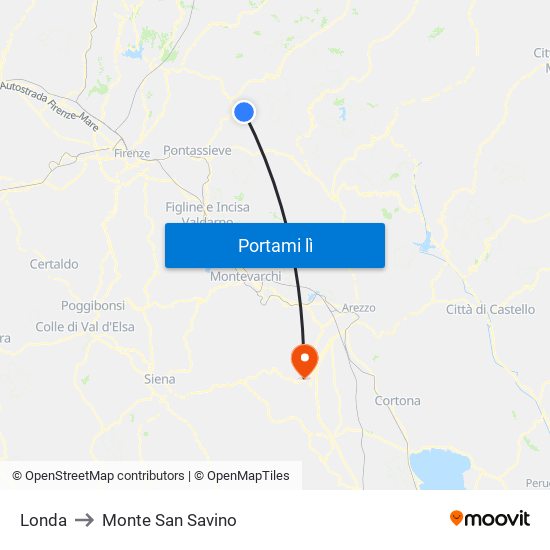 Londa to Monte San Savino map