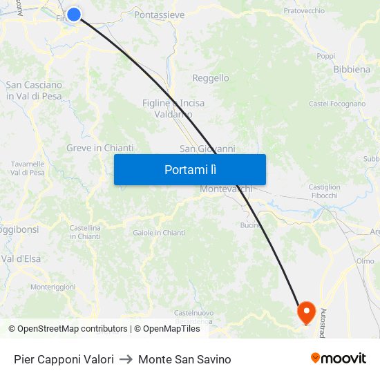 Pier Capponi Valori to Monte San Savino map