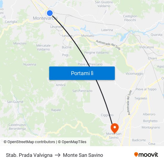 Stab. Prada Valvigna to Monte San Savino map