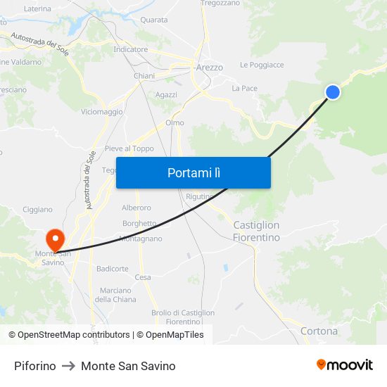 Piforino to Monte San Savino map