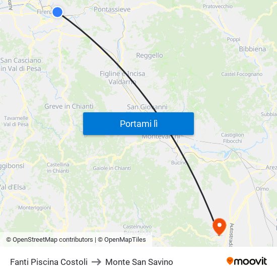 Fanti  Piscina Costoli to Monte San Savino map