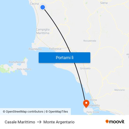 Casale Marittimo to Monte Argentario map