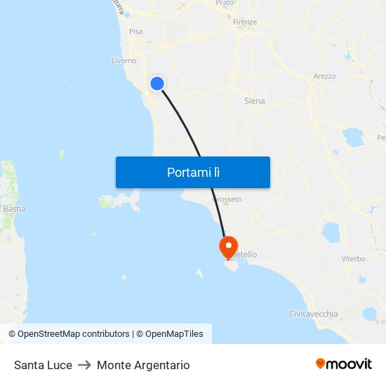 Santa Luce to Monte Argentario map