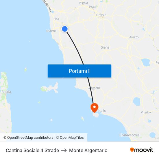 Cantina Sociale 4 Strade to Monte Argentario map