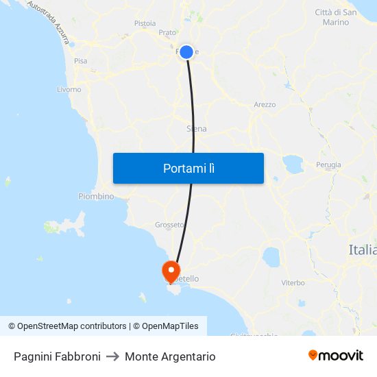 Pagnini Fabbroni to Monte Argentario map