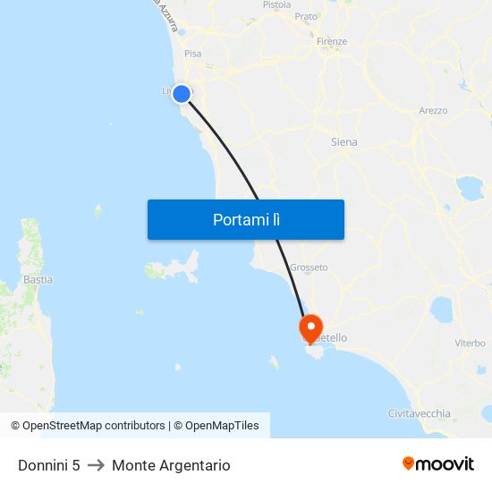 Donnini 5 to Monte Argentario map