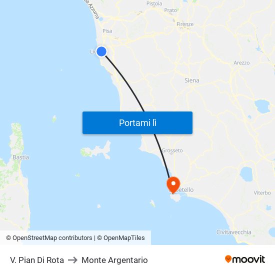 V. Pian Di Rota to Monte Argentario map