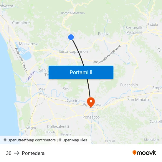 30 to Pontedera map