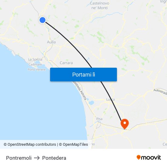 Pontremoli to Pontedera map