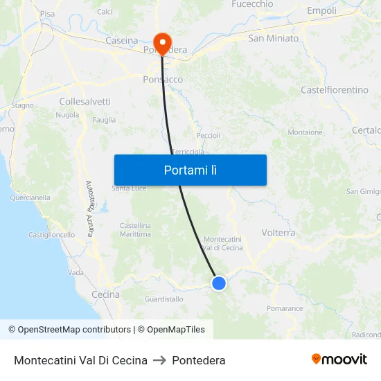 Montecatini Val Di Cecina to Pontedera map