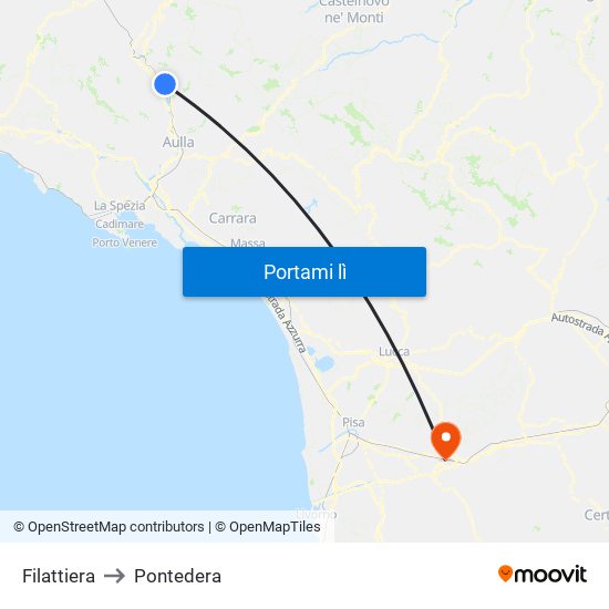 Filattiera to Pontedera map